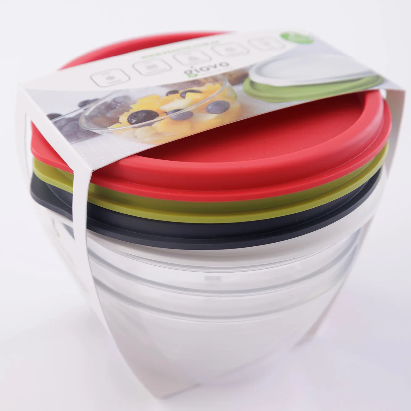 Set 4 Bowls Giovo con tapa 300cc – 12 cm